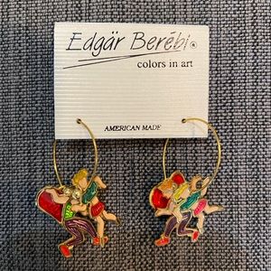 Edgar Berebi Colorful Earrings Dancers Hoops NWT
